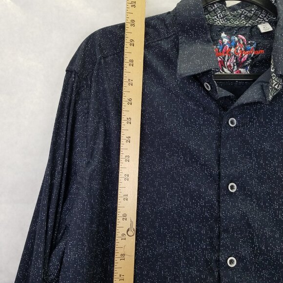 Robert Graham Button Up Shirt Mens XL Flip Cuff Classic Fit Night Sky Star Black - Picture 14 of 16
